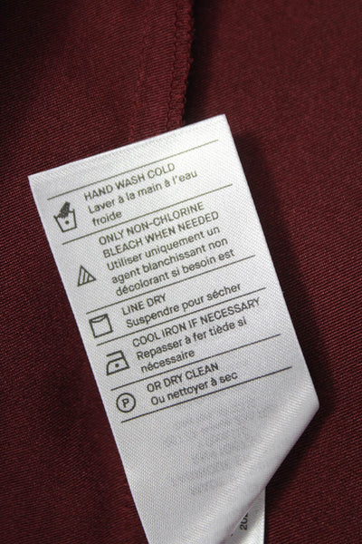 Vince Women Silk V-Neck Long Sleeve Blouse Red Pullover Size S
