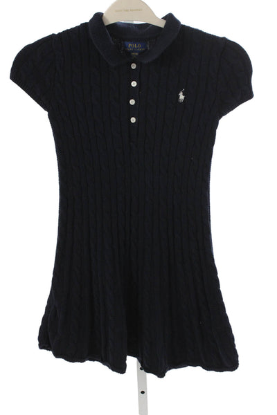 Polo Ralph Lauren Girls Cotton Cable Kit Dress Navy SIze M 8-10