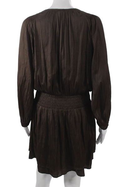 Rails Womens Shift Dress Brown V Neck Long Sleeve Mini Size M
