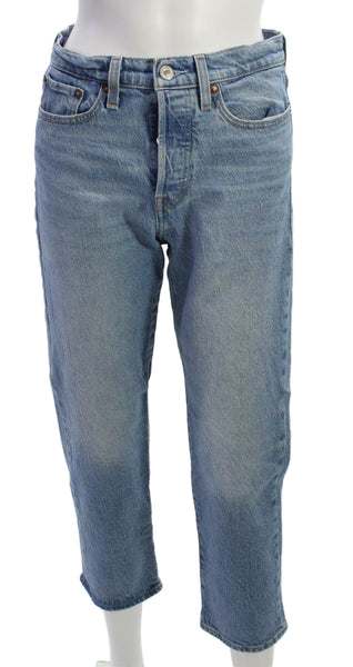 Levis Women Straight Jeans Blue Mid Rise Cotton Inseam 25 Size 27