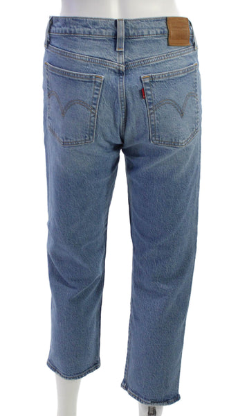 Levis Women Straight Jeans Blue Mid Rise Cotton Inseam 25 Size 27