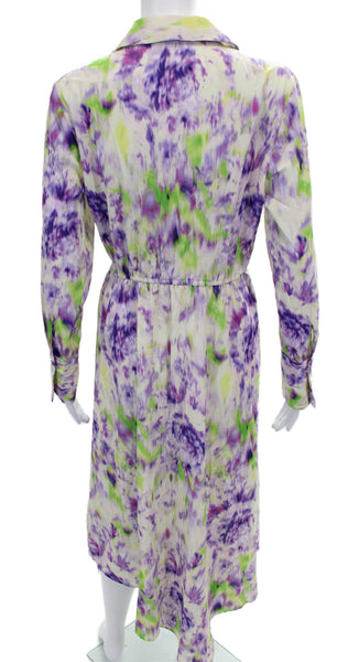 Scoop Womens Multicolor Tie Dye Long Sleeve Collared Wrap Dress Maxi Size XS