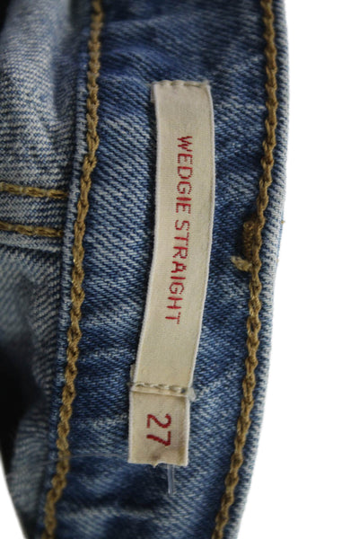 Levis Women Straight Jeans Blue Mid Rise Cotton Inseam 25 Size 27