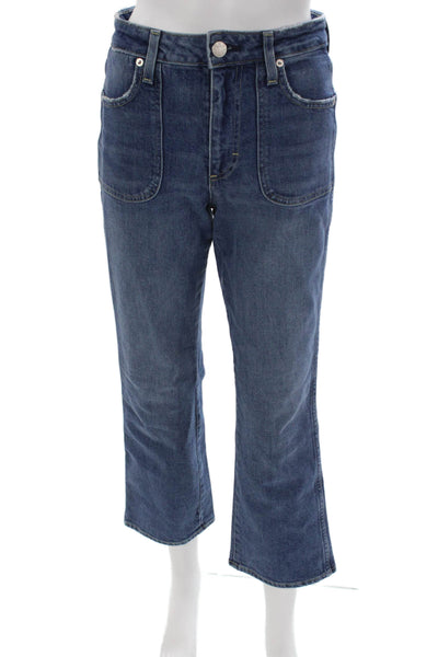 Amo Women Blue Cropped High Waist Cotton Jeans Size 25