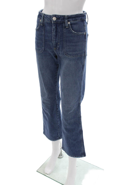 Amo Women Blue Cropped High Waist Cotton Jeans Size 25