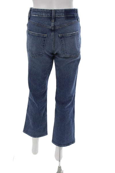 Amo Women Blue Cropped High Waist Cotton Jeans Size 25
