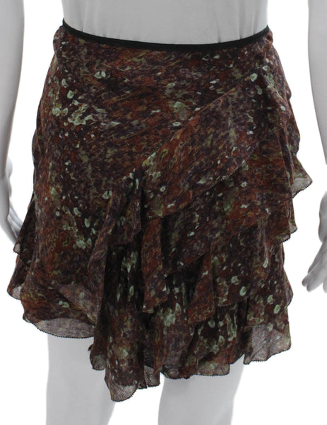 Catherine Malandrino Women Mini Wool Animal Print Skirt Knee Length Size 10