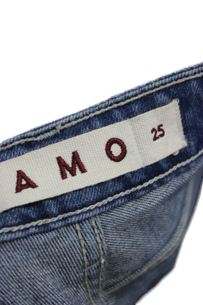 Amo Women Blue Cropped High Waist Cotton Jeans Size 25