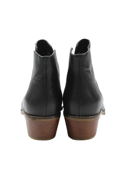 Cole Haan Women's Block Heel Leather Ankle Boots Black Size 7