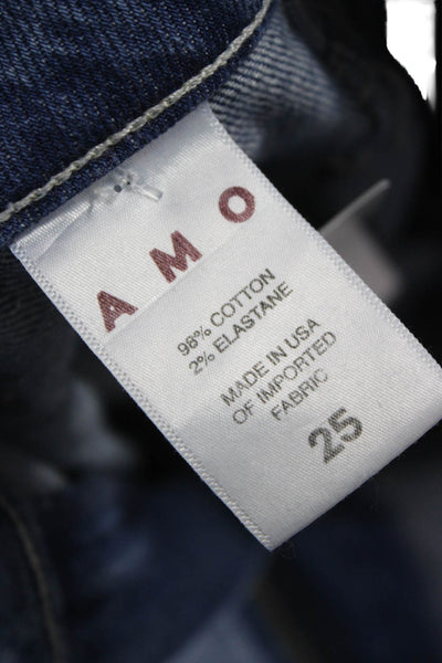 Amo Women Blue Cropped High Waist Cotton Jeans Size 25
