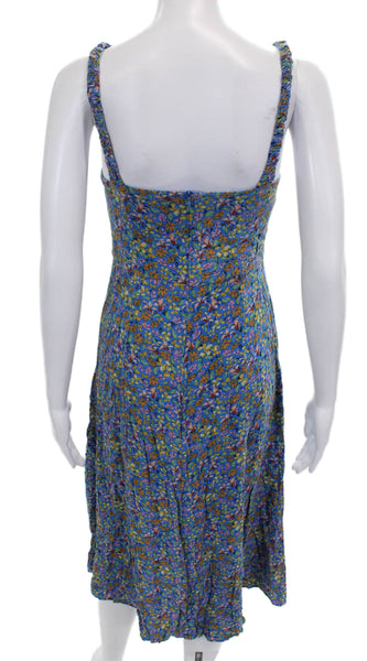 Zara Women Maxi Floral Sweetheart Sleeveless Blue Dress Polyester Zip Size S