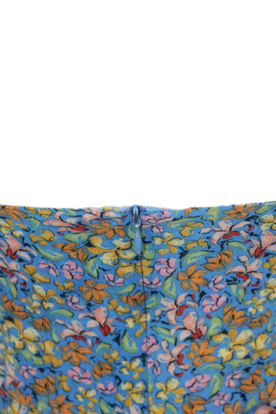 Zara Women Maxi Floral Sweetheart Sleeveless Blue Dress Polyester Zip Size S