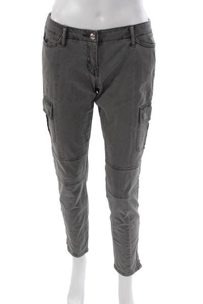 Michael Kors Womens Gray Cotton Cargo Pants Button Closure Size 2