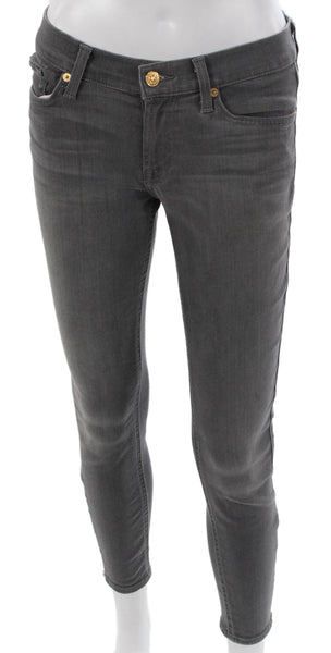 7 For All Mankind Women Ankle Jeans Gray Low Rise Cotton Blend 25 Size 28