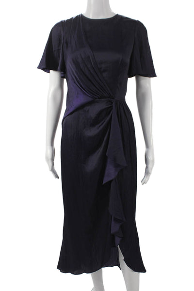 Shoshanna Women Wrap Dress Purple Mid-Calf Polyester Round Neck Size 8