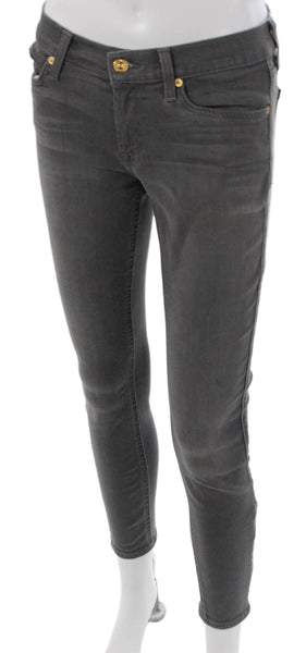 7 For All Mankind Women Ankle Jeans Gray Low Rise Cotton Blend 25 Size 28