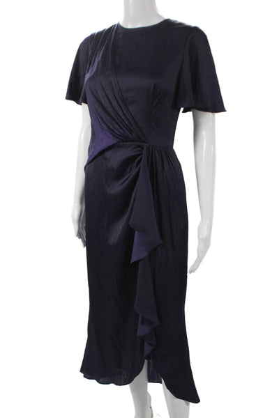 Shoshanna Women Wrap Dress Purple Mid-Calf Polyester Round Neck Size 8