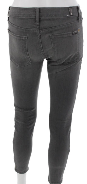 7 For All Mankind Women Ankle Jeans Gray Low Rise Cotton Blend 25 Size 28