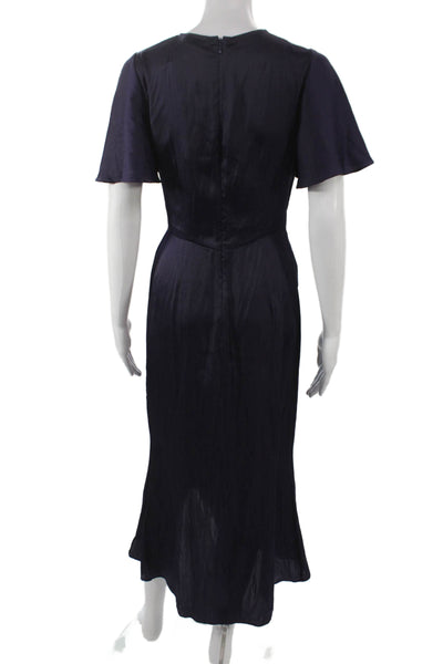 Shoshanna Women Wrap Dress Purple Mid-Calf Polyester Round Neck Size 8