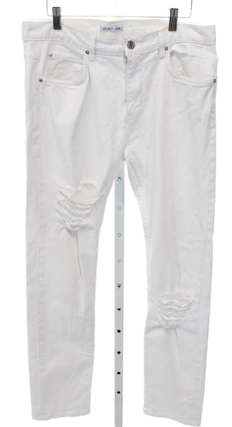 Helmut Lang Unisex Straight Jeans White High Rise Button Cotton Size 32