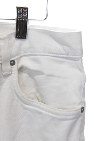 Helmut Lang Unisex Straight Jeans White High Rise Button Cotton Size 32