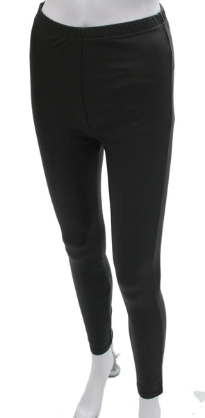 Plush Women Ankle Leggings Black Polyurethane Size S