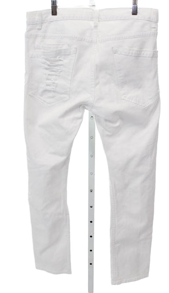 Helmut Lang Unisex Straight Jeans White High Rise Button Cotton Size 32