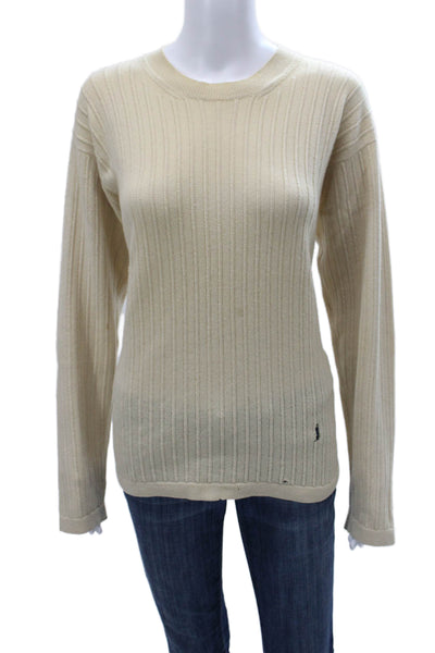 Malo Women Cashmere Pullover Crew Neck Long Sleeve Beige Size S