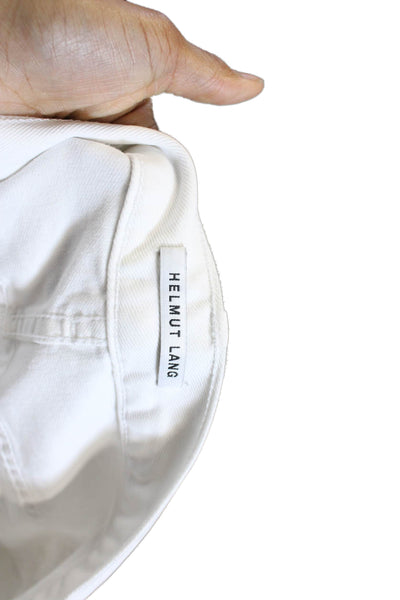 Helmut Lang Unisex Straight Jeans White High Rise Button Cotton Size 32