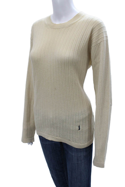 Malo Women Cashmere Pullover Crew Neck Long Sleeve Beige Size S