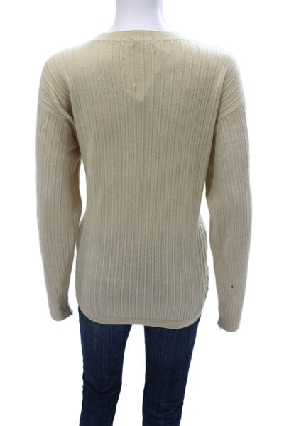 Malo Women Cashmere Pullover Crew Neck Long Sleeve Beige Size S