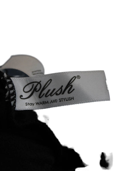 Plush Women Ankle Leggings Black Polyurethane Size S