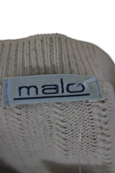 Malo Women Cashmere Pullover Crew Neck Long Sleeve Beige Size S