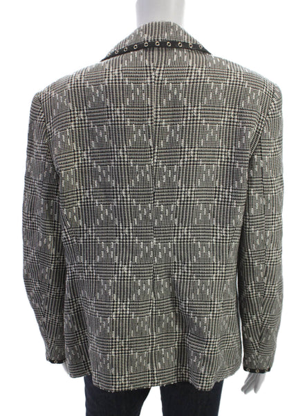 Escada Womens Black Wool Check Blazer Zip Size 44