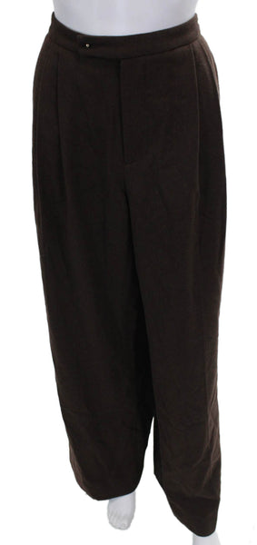 Vince Women Dress Pants Brown Wool Button 30in Inseam Size 12