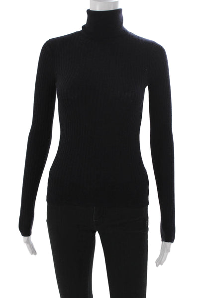 DKNY Women Turtleneck Pullover Black Wool Long Sleeve Size PP