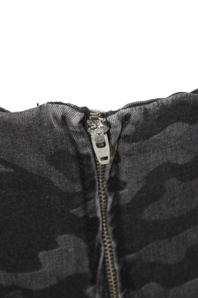 Free People Women Black Camo Cotton Straight Pencil Skirt Short Zip Size 0