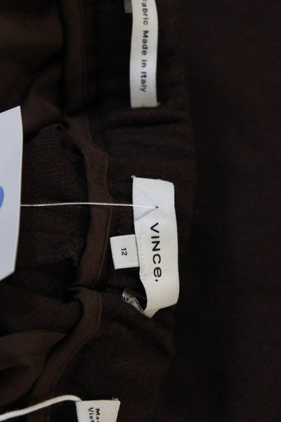 Vince Women Dress Pants Brown Wool Button 30in Inseam Size 12