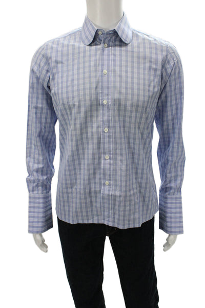 Ascot Chang Men's Casual Long Sleeves Button Down Plaid Shirt Size S