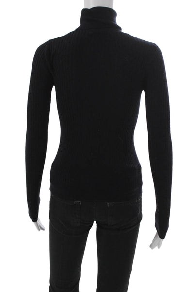 DKNY Women Turtleneck Pullover Black Wool Long Sleeve Size PP