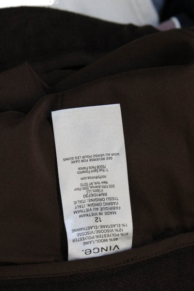 Vince Women Dress Pants Brown Wool Button 30in Inseam Size 12