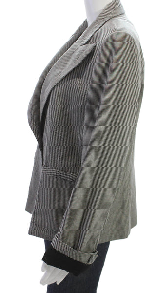 Armani Collezioni Womens Black Wool Check Blazer Long Sleeve Size 16