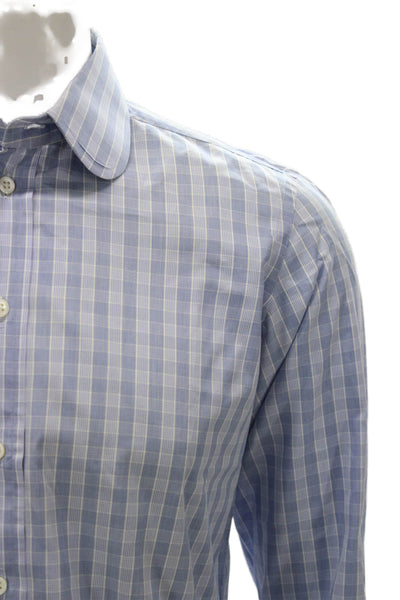 Ascot Chang Men's Casual Long Sleeves Button Down Plaid Shirt Size S