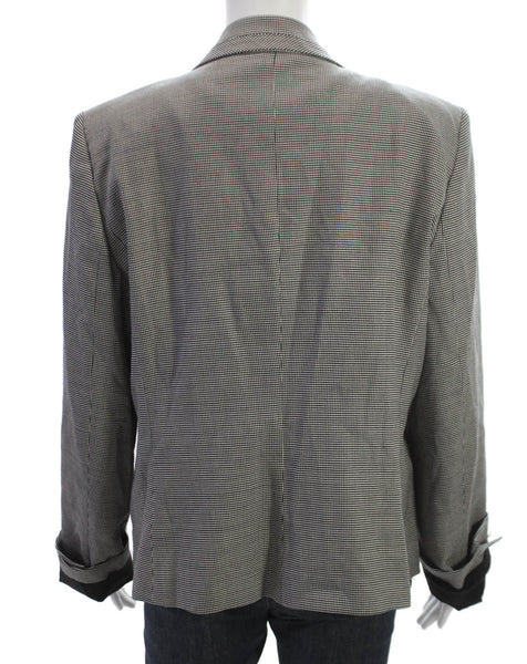 Armani Collezioni Womens Black Wool Check Blazer Long Sleeve Size 16