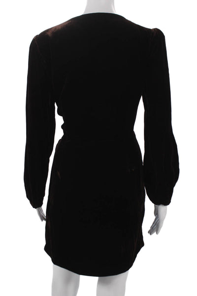 Paige Womens Bodycon Dress Brown V-Neck Long Sleeve Knee Length Size 8