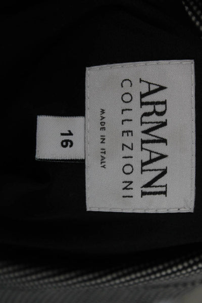 Armani Collezioni Womens Black Wool Check Blazer Long Sleeve Size 16