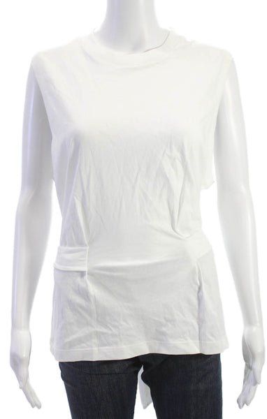 Vince Women Tunic Tank Cotton Sleeveless Crew Neck White Spring Size XL