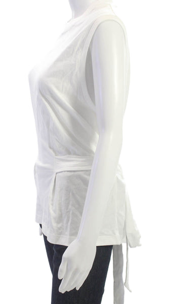 Vince Women Tunic Tank Cotton Sleeveless Crew Neck White Spring Size XL