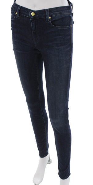 J Brand Women Skinny Jeans Blue Viscose Mid Rise Button Fly Size 28