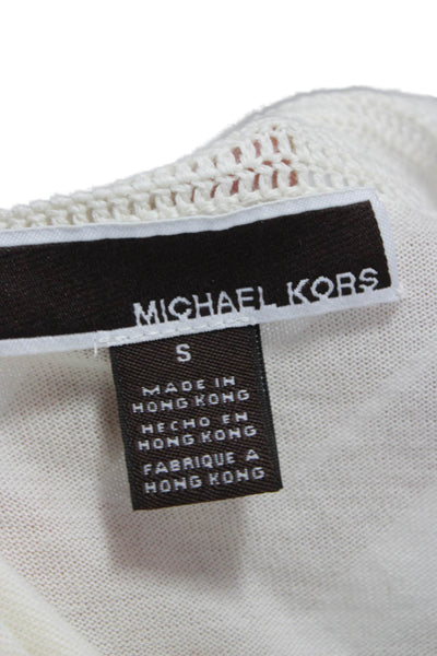 Michael Kors Women Tunic Blouse White Cotton Henley Long Sleeve Button Size S